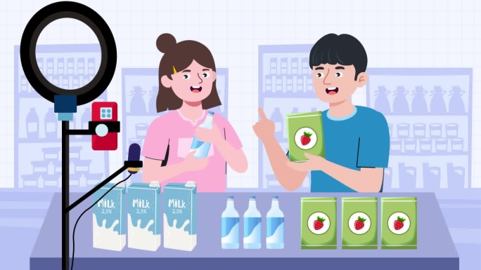 电商网购平台抖音直播带货场景mg动画