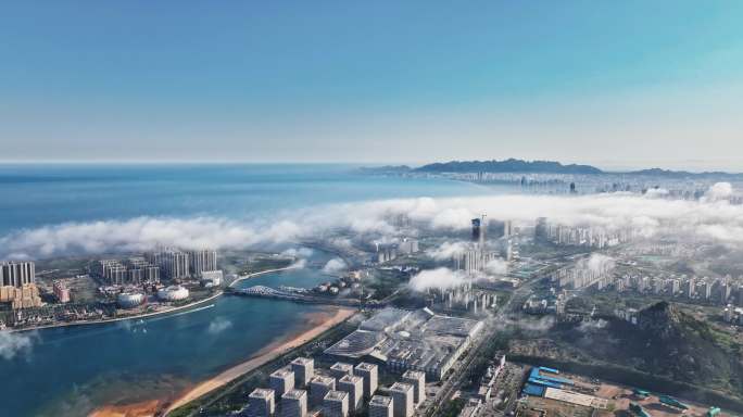 青岛东方影都全貌平流雾星光岛
