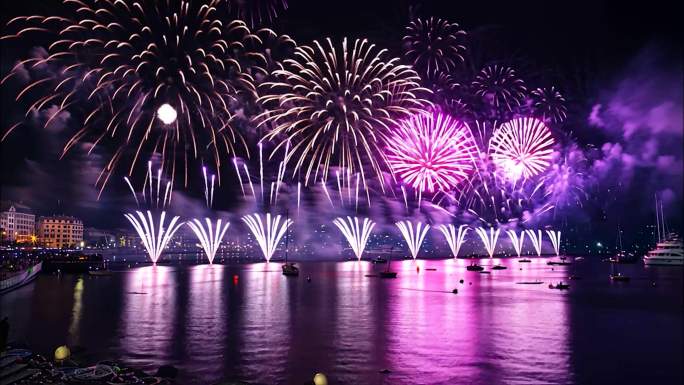 春节元旦过年过节烟花中国年喜庆大年三十热
