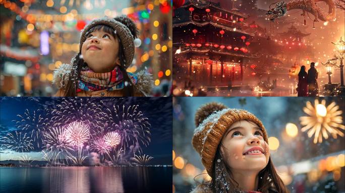 春节元旦过年过节烟花中国年喜庆大年三十热