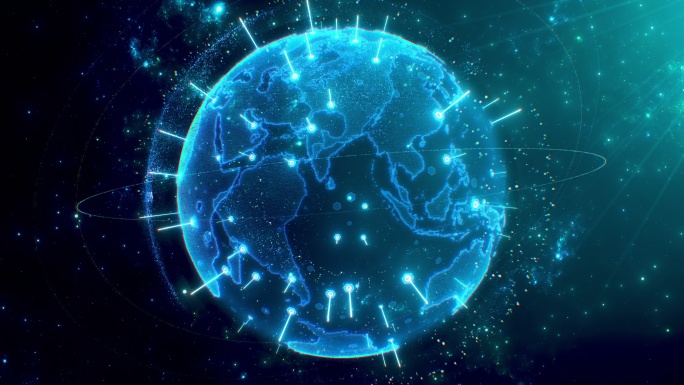 4K科技地球从太空穿梭进入地面