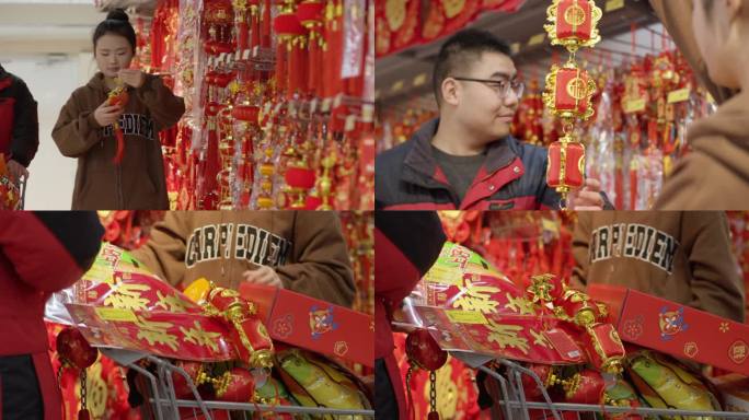 春节氛围 年货市场 情侣购物 春节消费