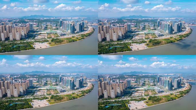 泉州东海市政府中央商务区航拍延时