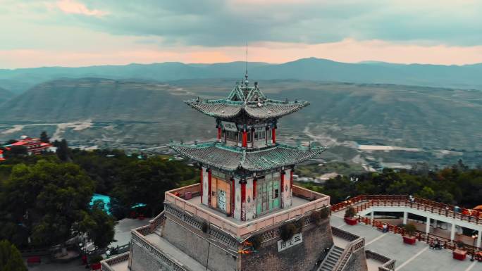 兰州三台阁俯瞰城市航拍
