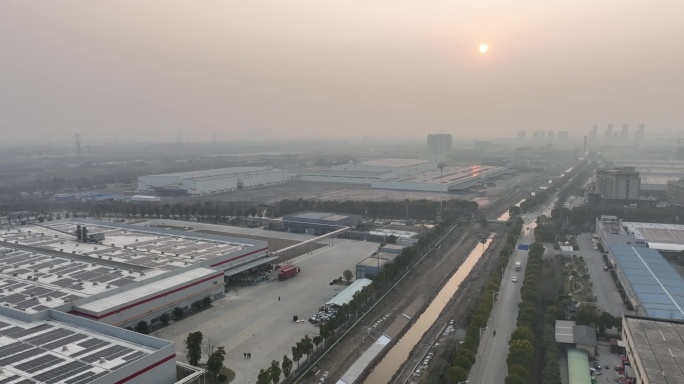 原创4K航拍工厂厂房航拍经济开发区