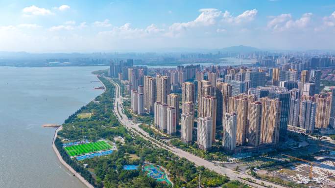 泉州东海滨江公园航拍延时