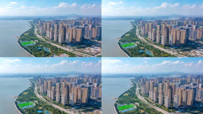 泉州东海滨江公园航拍延时