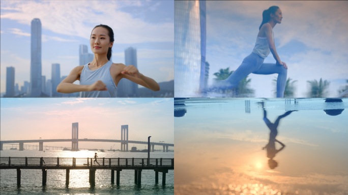 女人晨跑全民健身美女健身跑步美好生活