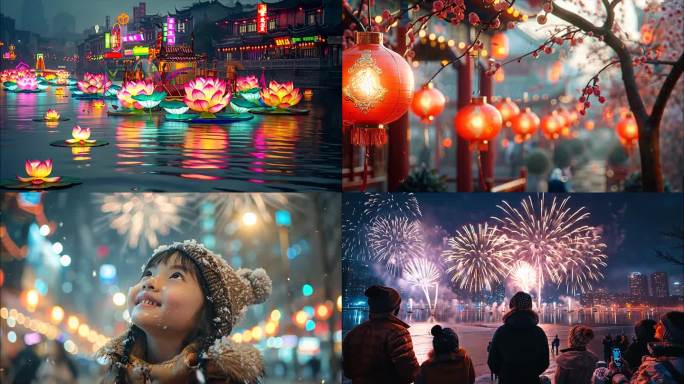 春节元旦过年过节烟花中国年喜庆大年三十热