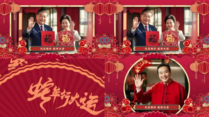 蛇年拜年框 视频框 新春框 无缝循环