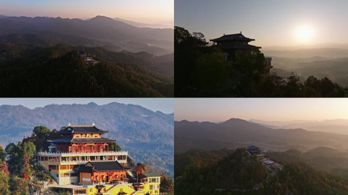 【4k】湖北黄冈乌云寺寺庙日出