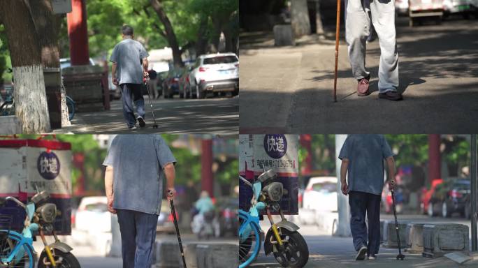 老人拄拐杖素材 步履蹒跚