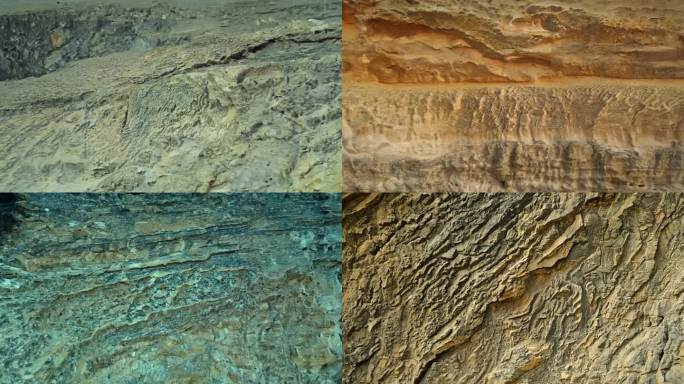 沉积岩层中的古代化石痕迹