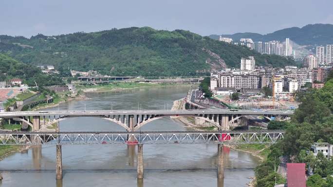 四川宜宾 岷江大桥 航拍4K素材