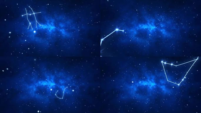 4K星空十二星座连线宽屏背景AE模板