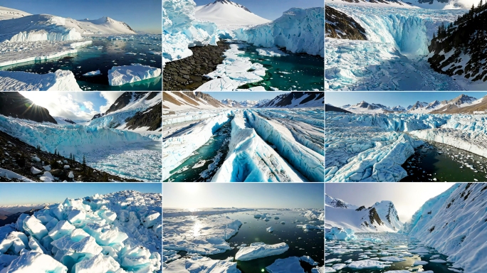 冰川缓慢崩解冰川融化雪崩冰裂南极北极