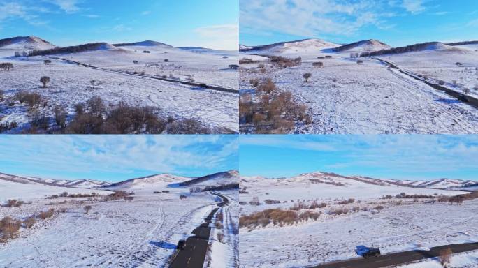 冬季内蒙古乌兰布统雪景航拍-0115