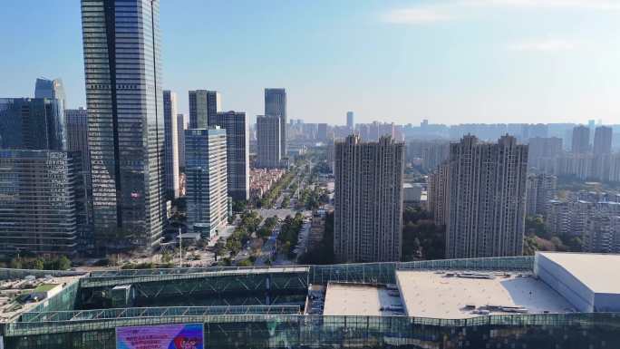 合肥城市CBD天际线航拍