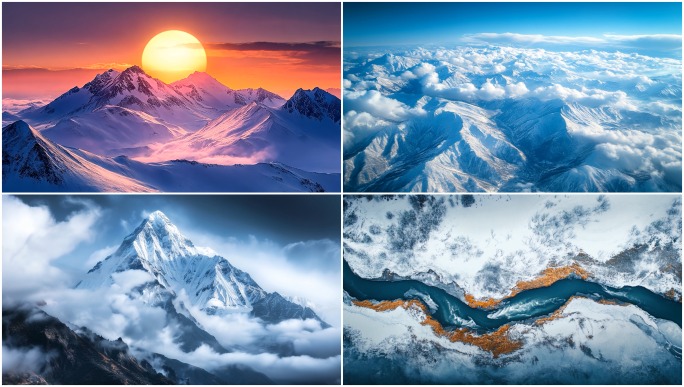【4K】航拍雪山云海延时大气壮观合集