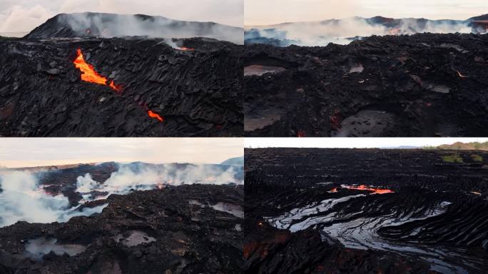 火山熔岩凝固成大地雕塑