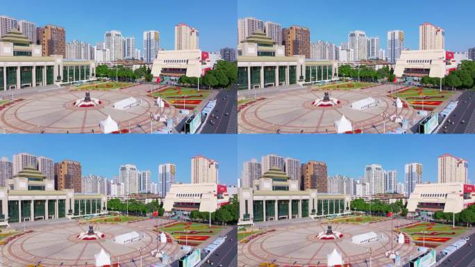 航拍广西南宁民族广场 七一广场