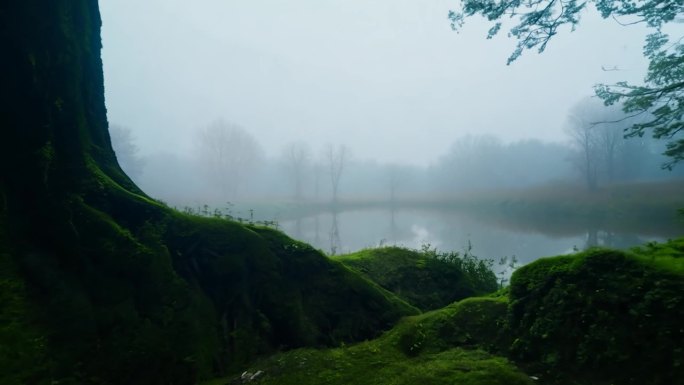 森林清晨薄雾缭绕