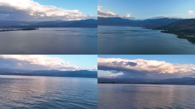 夕阳 波光粼粼西昌市邛海国家级旅游度假区