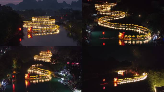 （合集）端午龙年遇龙河金龙巡游夜景