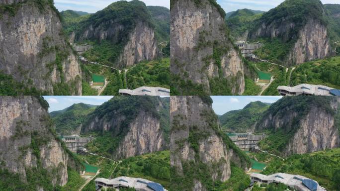 航拍湖南娄底涟源湄江大江口风景区