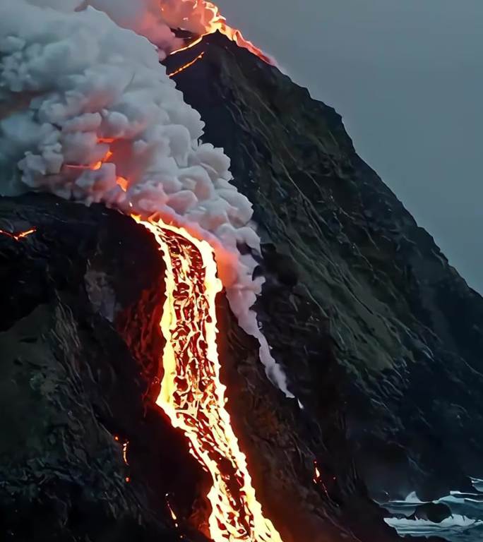 火山爆发喷发 航拍视角