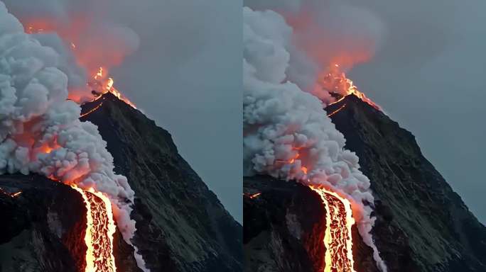 火山爆发喷发 航拍视角