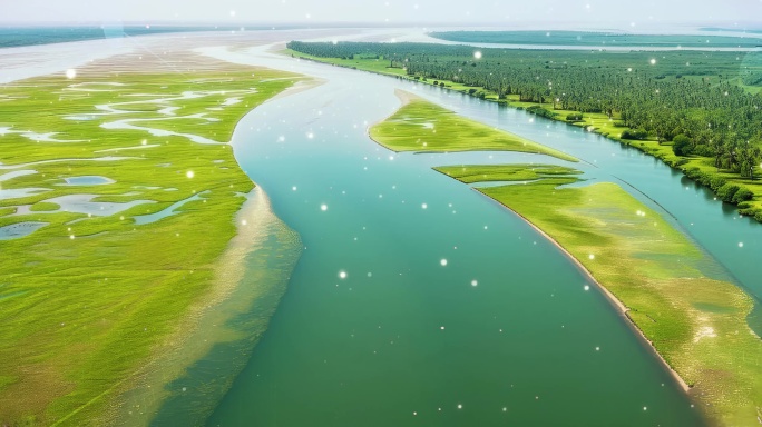 8K印度的戈达瓦里河三角洲湿地广阔