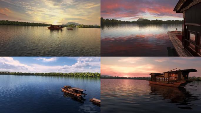 红色嘉兴南湖红船2k