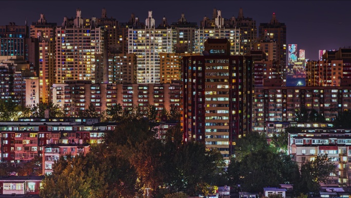 城市夜晚社区夜晚灯光万家灯火节日