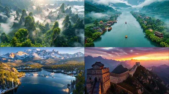 中国祖国大好河山航拍自然风景风光美丽中国