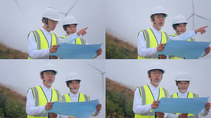 户外手拿图纸的工程师