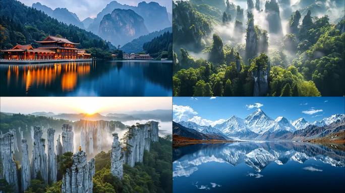 中国祖国大好河山航拍自然风景风光美丽中国