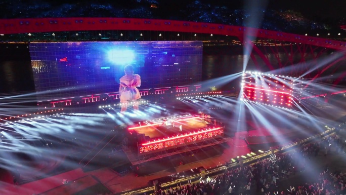 长江公园的节日氛围 宜宾城市夜景宣传片