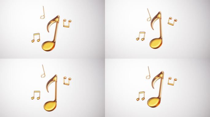 金色透明音乐音符循环动画三维渲染