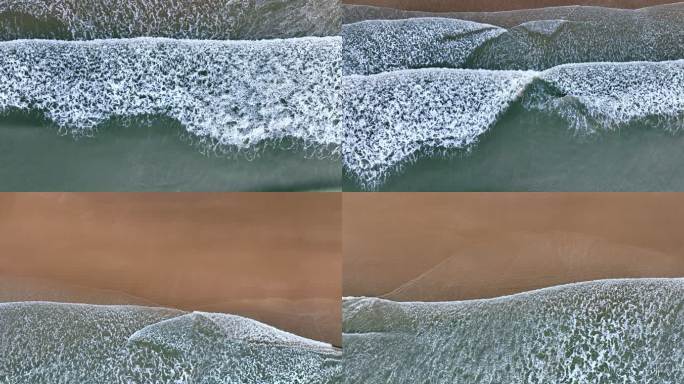 大风天气海浪沙滩俯拍