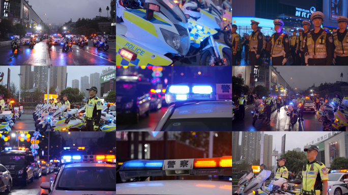 交警警车警察特警联合行动查酒驾