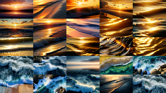 大海日出夕阳海浪意境