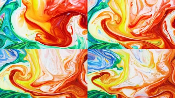 五颜六色的油漆颜料扩散开的微距效果背景