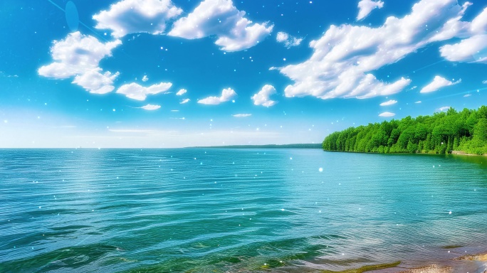 8K美国的密歇根湖五大湖之一碧波荡