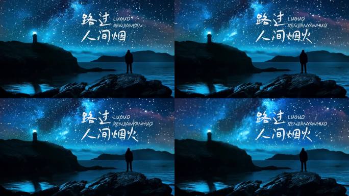 大海文艺灯塔艺术孤独创意星空宇宙文字片头