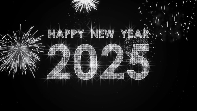 2025年银色烟花跨年星光倒计时开场视频