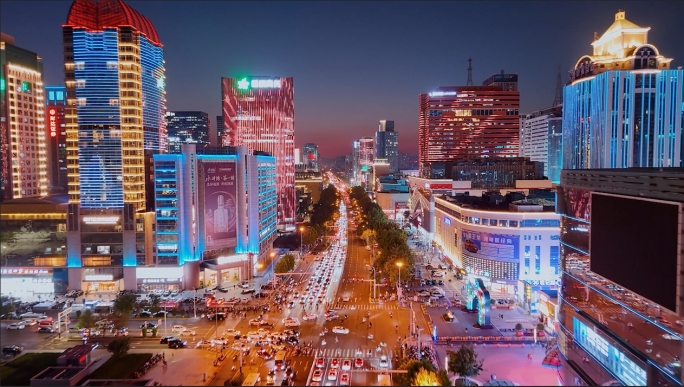 石家庄夜景航拍