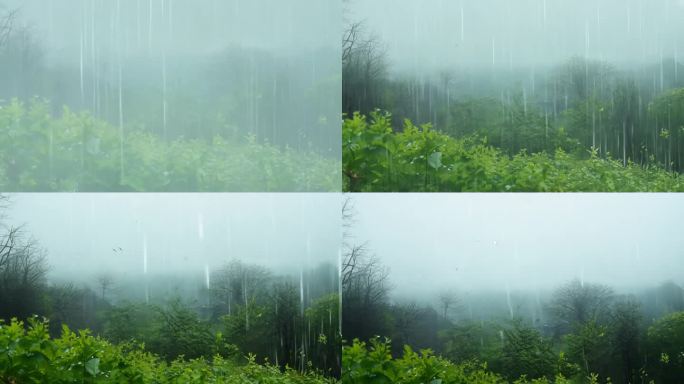 春天 下雨 唯美 清新 空镜 雨景 4k
