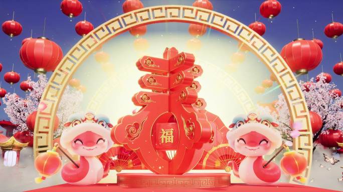 4K宽屏蛇年LED背景晚会14