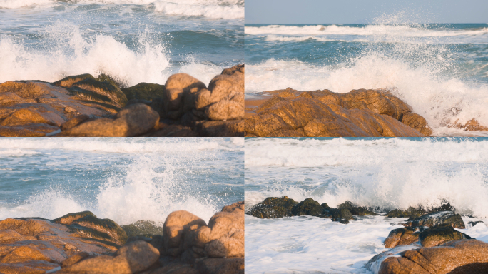 唯美礁石浪花升格